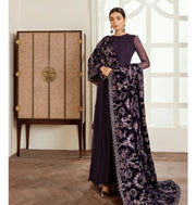 FULLY EMBROIDERED PREMIUM MICRO VELVET SHAWL D-293