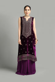 EMBROIDERED 3PC UNSTITCHED DRESS VELVET WITH SILK TROUSER D-415